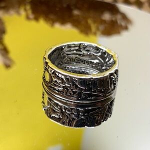 Men’s Coin Style Liberty Silver Dollar Metal Silver Ring Size 10 Costume